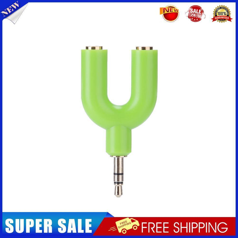 3.5mm Extension Earphone Audio Splitter 1 Male to 2 Female Adapter (Green)