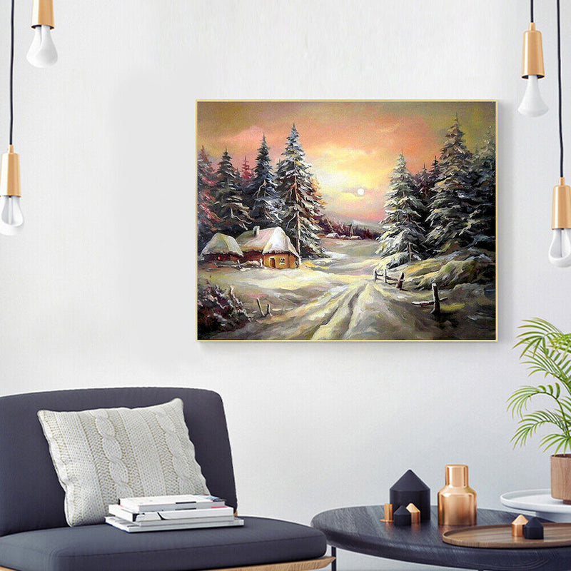Sunset Cottage Oil Paint By Numbers DIY Handpainted on Canvas Wall Art Picture