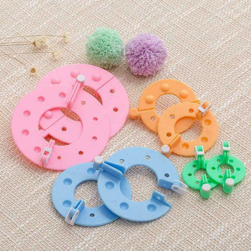 Pompom Maker Kit Knitting Crafts 4 Different Sizes Ball 8PC Making Tools Q5H3