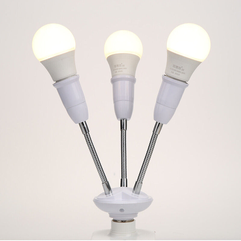 Adjustable E27 Lamp Holder for LED Light Adapter Multi-conversion (3-head) Newly