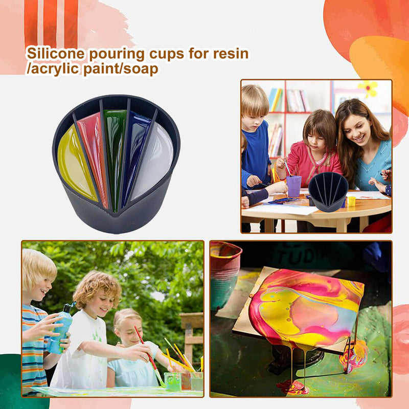 #A Silicone Paint Pouring Split Cups Reusable DIY Fluid Painting Paint Cups Tool