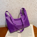 Women Solid Color Messenger Bag Lady Nylon Zipper Crossbody Bag (Purple)
