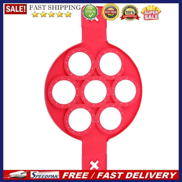 Pancake Egg Ring Maker Silicone Nonstick Kitchen Cooking Tool With 7 Holes