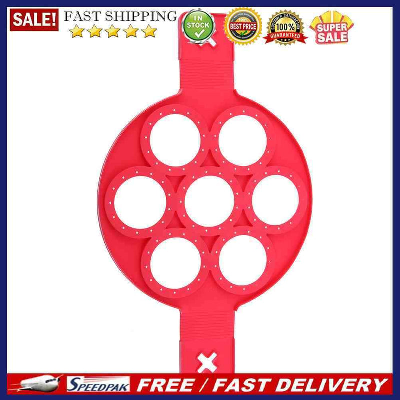 Pancake Egg Ring Maker Silicone Nonstick Kitchen Cooking Tool With 7 Holes