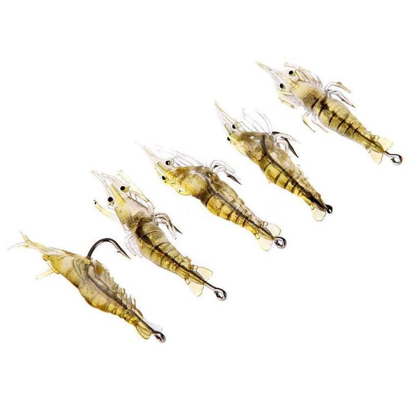 30pcs Shrimp Fishing Simulation Soft Prawn Lure Hook Tackle Bait Lures