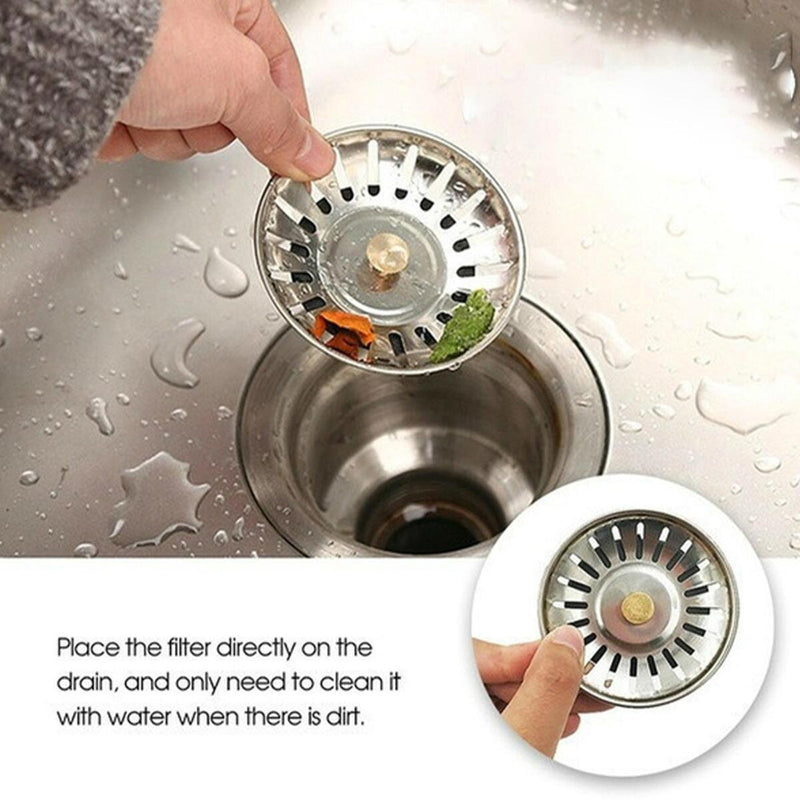 For Kitchen Sink Plug Strainer Drainer Steel Replacement Waste G4K3