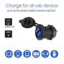 3.1A LED Light  Auto Outlet Power Dual Port USB Car Charger Motorcycle Charging