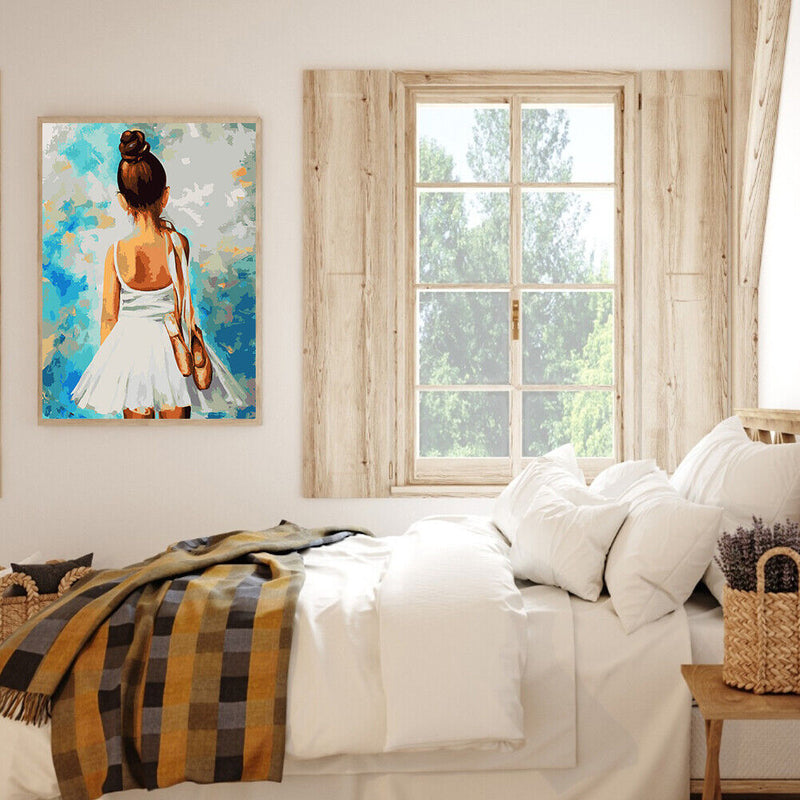 Ballet Girl Partial Oil Paint By Numbers DIY Handpainted on Canvas Wall Art