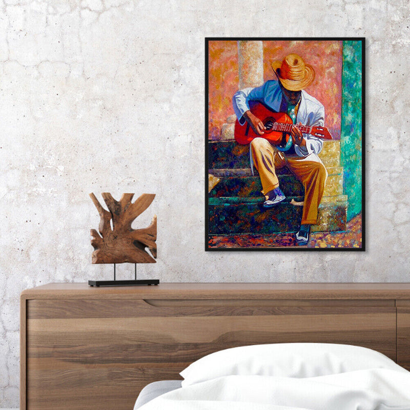 Guitarist On Street Oil Painting By Numbers Kit DIY Frameless Picture Craft