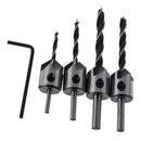 4Pcs HSS 5 Flute Countersink Drill Bit Set Screw Woodworking Chamfer Tool