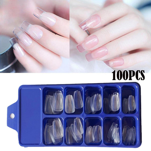 Blister Box With Color Pointed False Nail Stickers Long False Nails