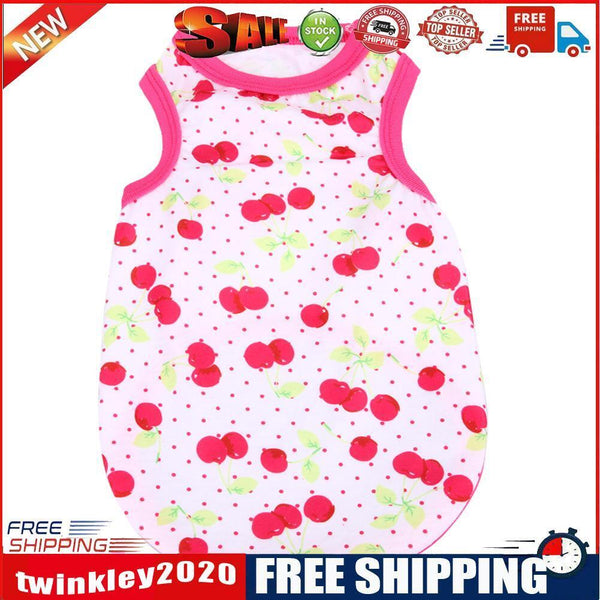 Spring Summer Puppy Small Dog Vest Clothes Pet Shirt (Cherry  Red)(XS)