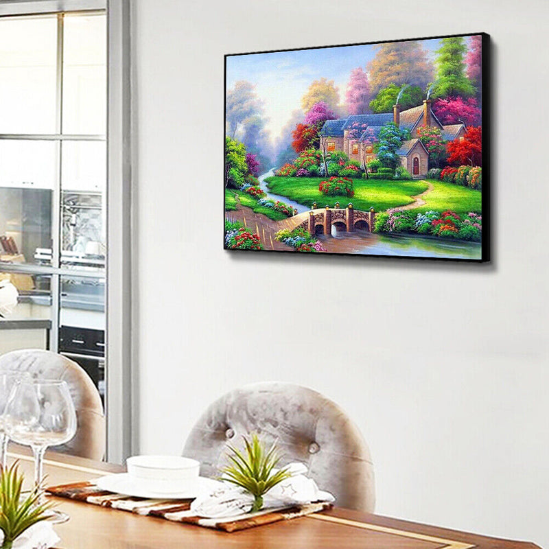Hand Painted DIY Countryside View Oil Canvas Paint By Numbers Drawing Kit