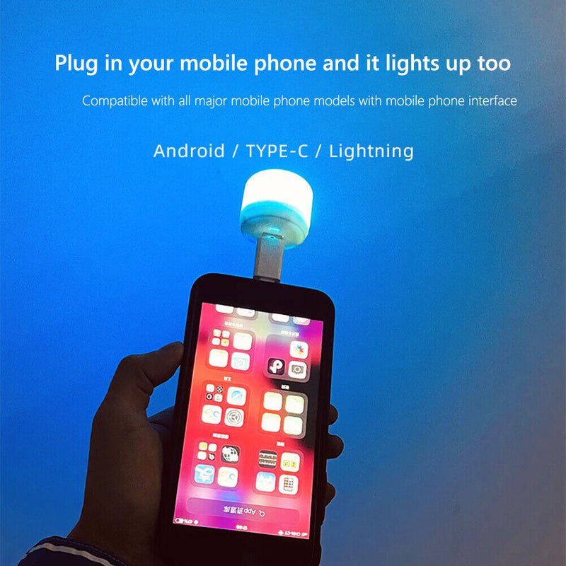 USB Plug Lamp Mobile Power Charging Small Round Night Light (White Light) Newly