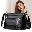 Women PU Leather Shoulder Crossbody Bag Fashion Flower Print Messenger Handbag