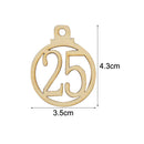 Wooden Xmas Advent Countdown Hanging Tags 1-25 Christmas Calendar Number Label