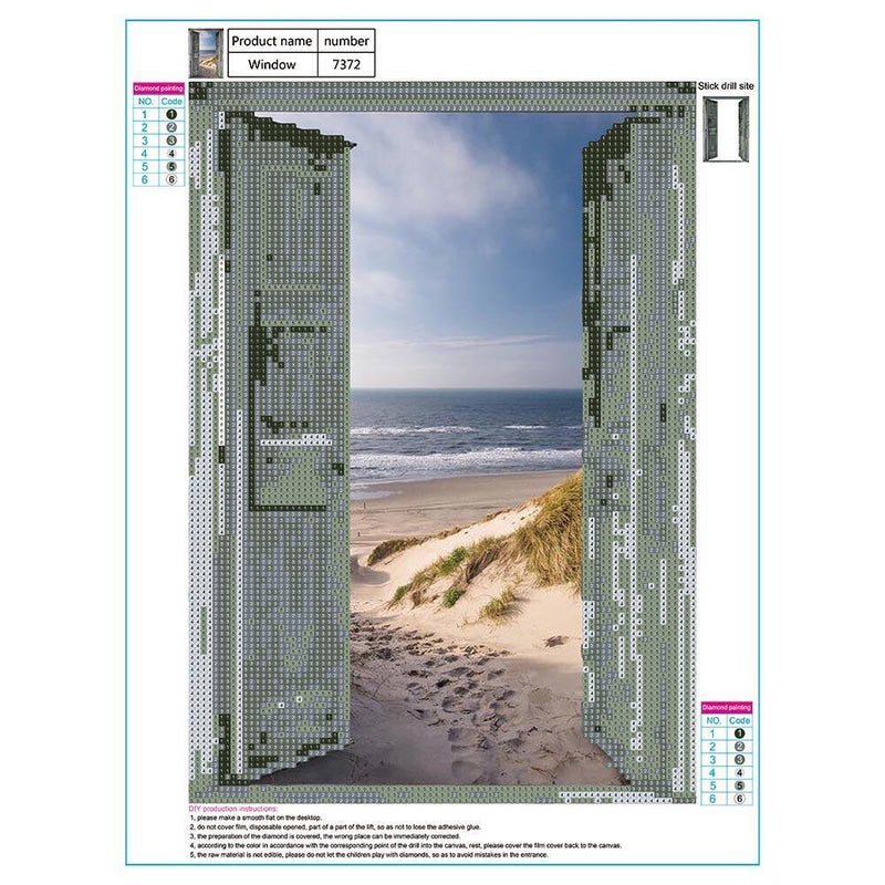 Seaside Doors 5D DIY Round Diamond Painting Embroidery Cross Stitch Mosaic