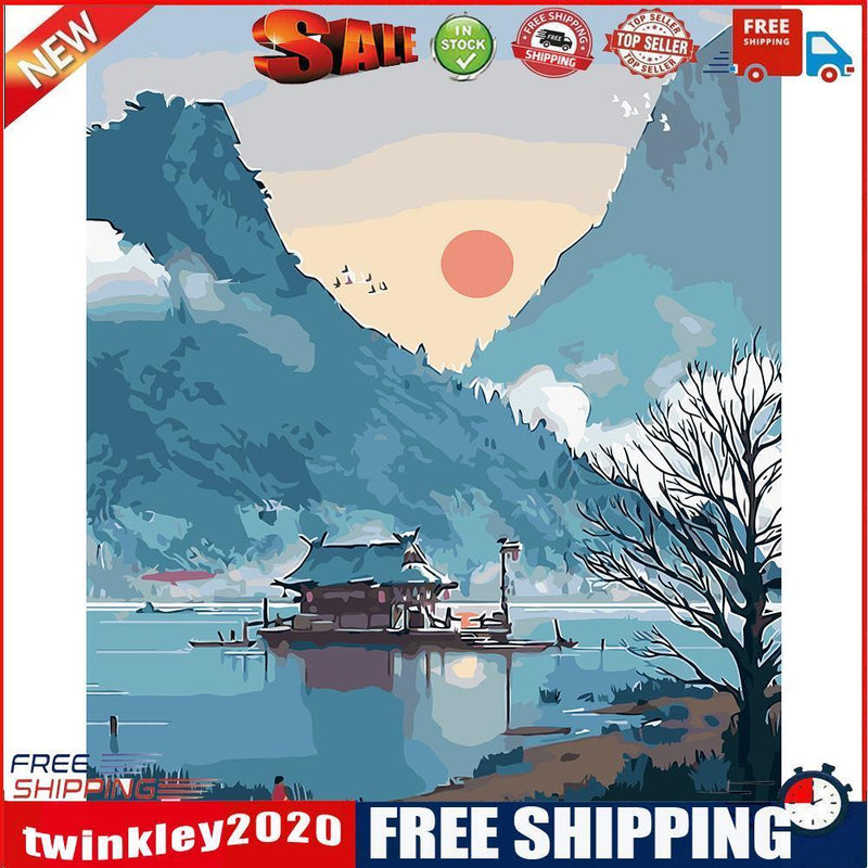 Boating Upon the Lake Oil Painting By Numbers Kit Acrylic Canvas Paints Set