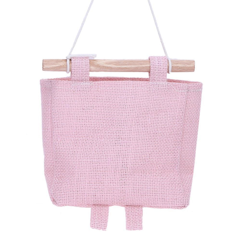 One Layer Pocket Canvas Storage Bag Back Door Wall Hanging Bag (Pink)