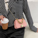 Designer Women Chain PU Leather Shoulder Crossbody Bag Mini Handbag (Pink)