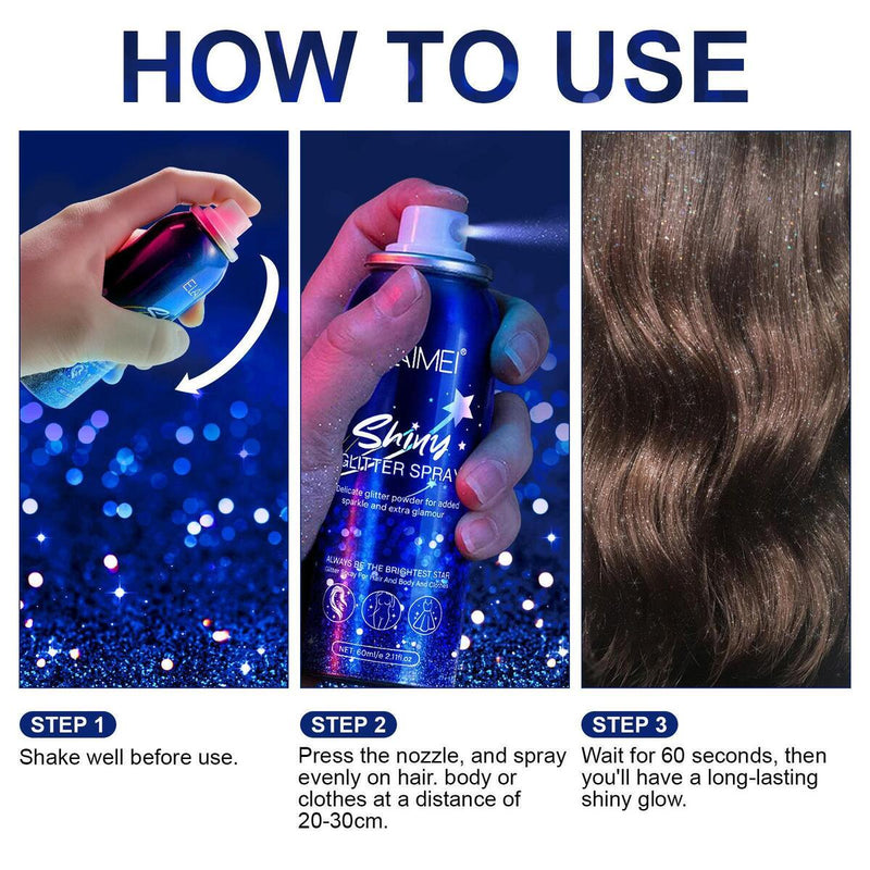 60ml Hair Body Glitter Spray Nightclub Party Body Starry Glitter Spray Makeup_