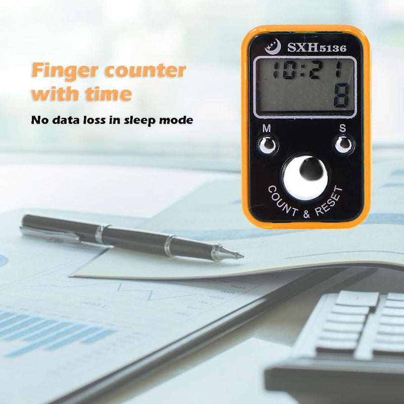 Mini Finger Counter Electronic Tally Counter with Time Function (Orange)
