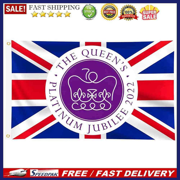 Platinum Jubilee Flag Polyester Queen Elizabeth Banner - British Decor (1)