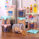 Plastic Food Buckled Jar Kitchen Clear Sealed Storage Box with Lid (600ml) Newly