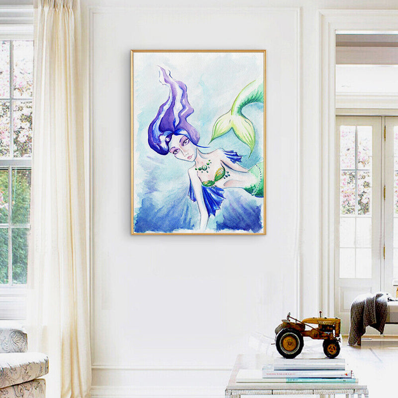 Art 5D Watercolor Fish Lady Drill Diamond Rhinestone DIY Full Round Painting Kit
