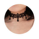 Punk Crystal Pendant Collar Black Lace Victorian Tattoo Necklace Gothic Choker
