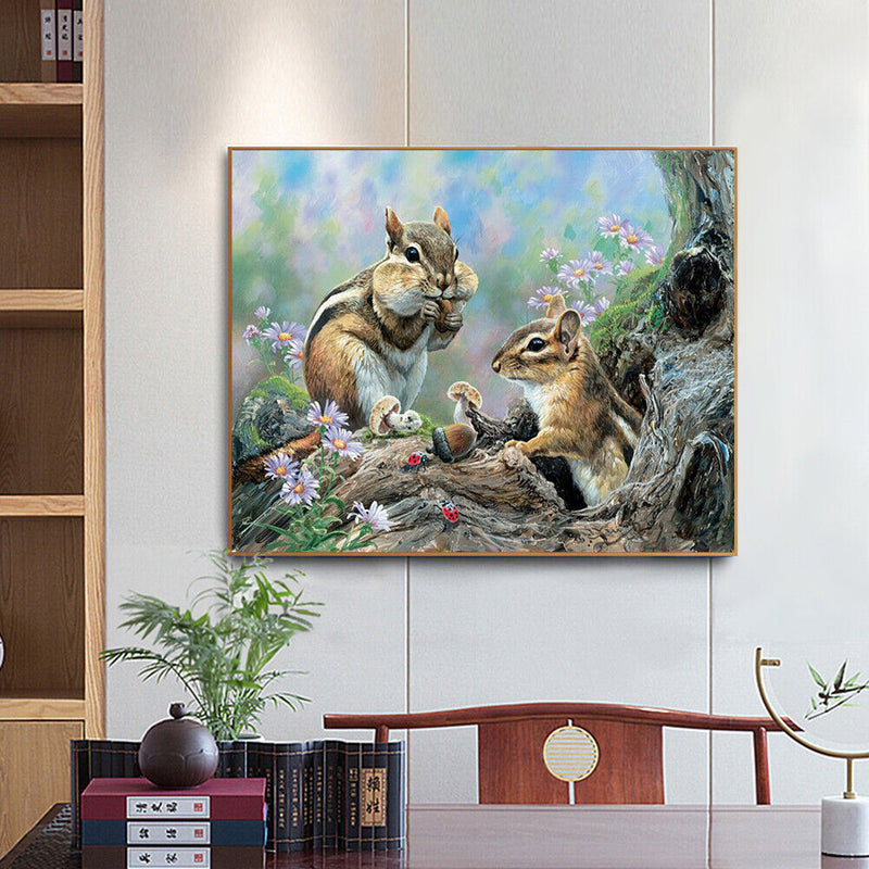 DIY Oil Paint by Numbers Hand Painted Squirrel Drawing Kit Coloring Picture