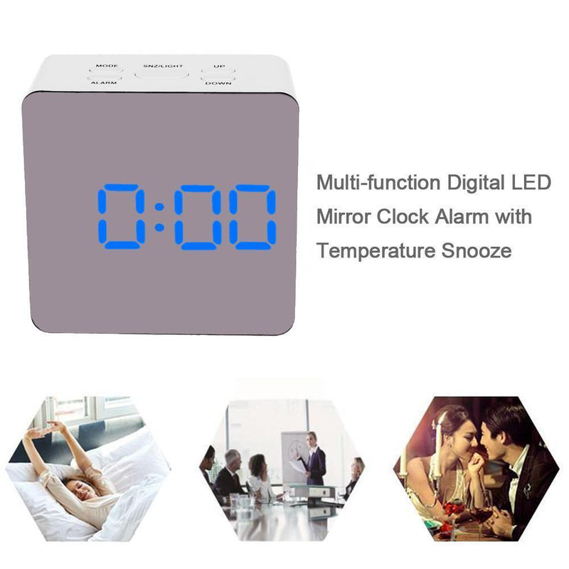 TS-70 Multi-function Digital LED Mirror Clock Alarm with Temperature Snooze
