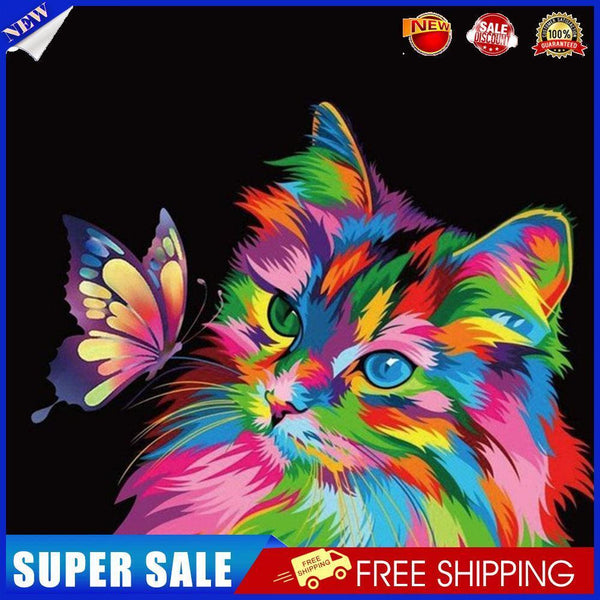 5D DIY Diamond Painting Kits Full Round Drill Colorful Cat Mosaic Picture