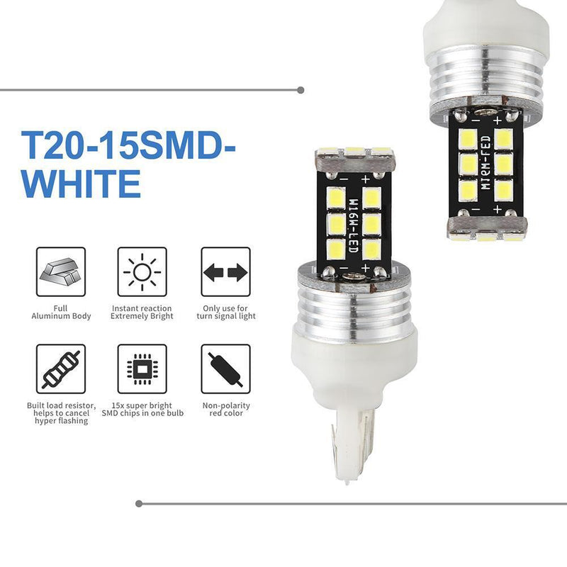 GETODAN One Pair T20 15SMD 2835 LED Car Truck Indicator Rear Light Lamp Bulb