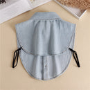 Denim Women False Decor Shirt Collar Detachable Lapel Solid Blouse Accessor