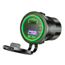 Car Motorcycle Dual USB Charger PD QC3.0 USB Charger Socket Adapter (Green)