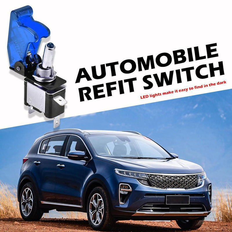 Car Illuminated LED Toggle Switch Control ON/OFF+Aircraft Missile Cover (B)