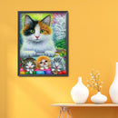 5D DIY Diamond Painting Cats Animal Full Round Drill Rhinestone Mosaic Pict