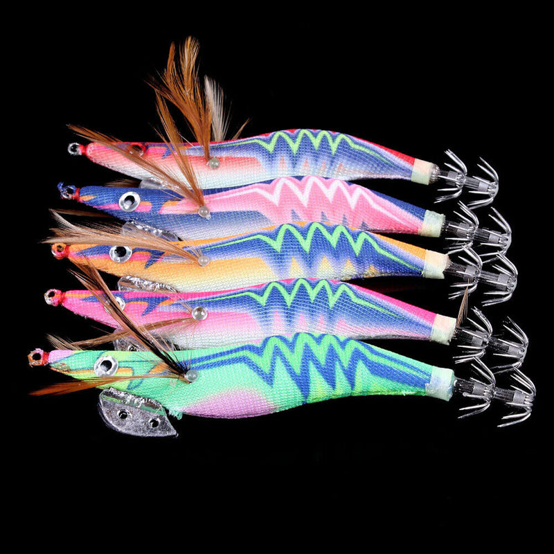 10pcs LED Luminous Shrimp Night Fishing Squid Hook Jigs Lure Octopus Fish Tackle