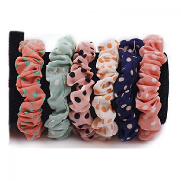 Elastic Girl Women Ponytail Holder Hair Band Rope Dot Print Scrunchie