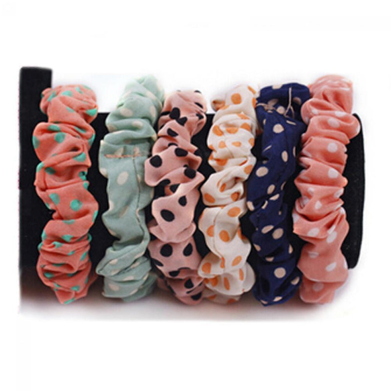 Elastic Girl Women Ponytail Holder Hair Band Rope Dot Print Scrunchie