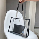 Women Transparent Large Shoulder Bag Fashion Pouch Summer 2pcs Composite Bags