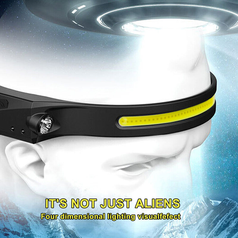 2x LED COB Headlamp Flashlight Running Camping Rechargeable Waterproof Head