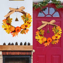 Fall Door Maple Leaf Garland Pumpkin Wreath Halloween Floral Hoop Harvest Decor
