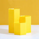 3 Lattices Makeup Brush Storage Box Cosmetics Pen Holder Organizer (Yellow)