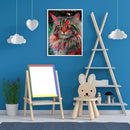 Hand Painted on Canvas DIY Red Cat Oil Paint By Numbers Drawing Kit Ornaments