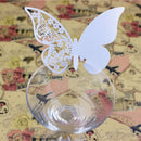 50 Pcs Butterfly Place Escort Wine Glass Paper Card for Wedding Party White