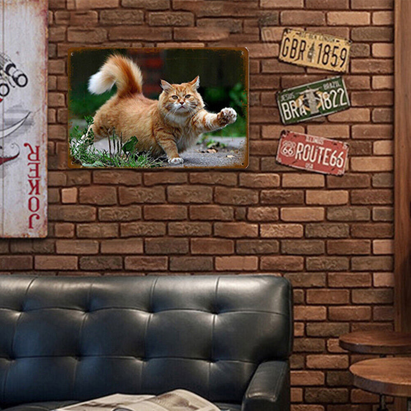 Lawn Cat Metal Retro Tin Sign Poster Wall Plate for Living Room Accessories