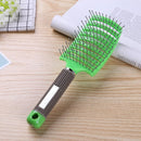 Pro Anti-Static Scalp Massager Hair Brush Curved Row Hairstyle Comb (Green)