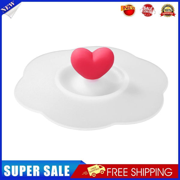 5pcs Silicone Cup Cover Heat-resistant Leak Proof Cartoon Lid(Heart)
